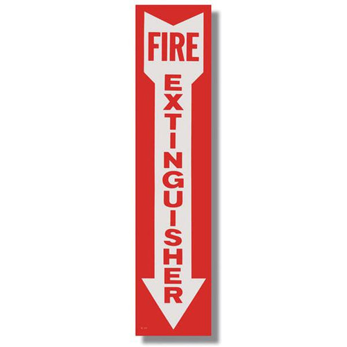 Picture of the Fire Extinguisher Sign w/ Arrow, 4" x 18", Self-Adhesive.