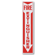 Picture of an Aluminum fire extinguisher sign w/ arrow, 4" x 18".