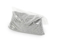 Photograph of 0.5 kg (1 lb) bag of stainless steel shot.