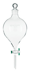 A photograph of a cg-1739 globe shaped, large capacity separatory funnel.