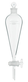 A photograph of a cg-1740 squibb separatory funnel with glass stopcock.