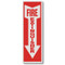 Picture of a Rigid plastic fire extinguisher sign w/ arrow, short, 4"w x 12"h.