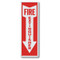 Picture of an Aluminum fire extinguisher sign w/ arrow, short, 4"w x 12"h.
