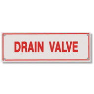Photograph of the Drain Valve Aluminum Sprinkler Identification Sign.