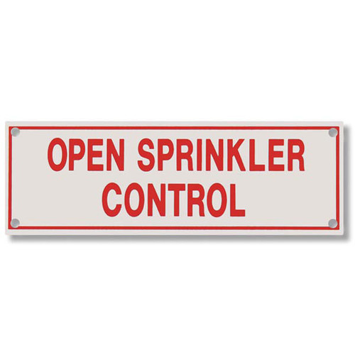 Photograph of the Open Sprinkler Control Aluminum Sprinkler Identification Sign.