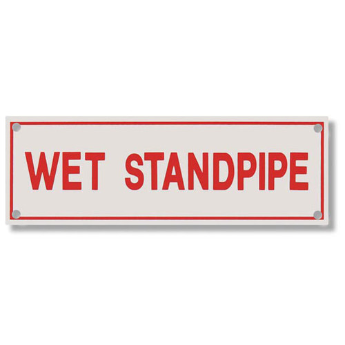 Photograph of the Wet Standpipe Aluminum Sprinkler Identification Sign.