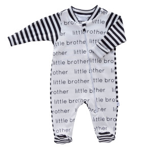 Little Brother Zip Footie - stripes
