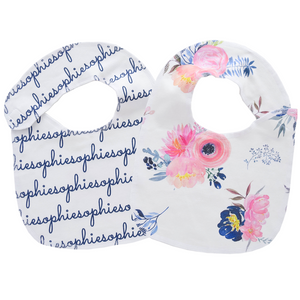Personalized Organic Bibs / midnight blush / set of 2