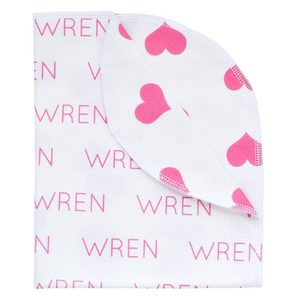 Personalized Double-Sided Organic Blanket - hearts (2 colors)