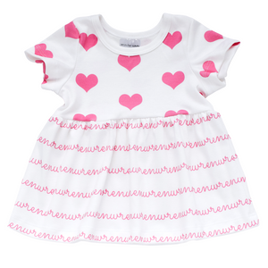 Personalized Sleeved Dress - hearts (2 colors)