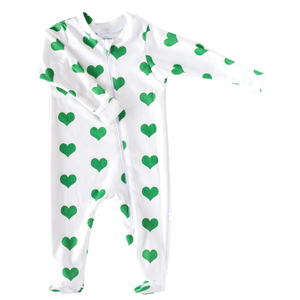 Zip Footie - hearts - St. Patrick's Day