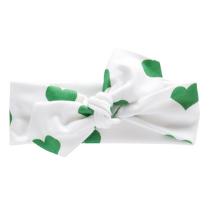 Organic Knotted Headwrap - hearts - St. Patrick's Day