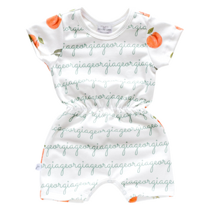 Personalized Cinch Waist Sleeved Romper - peaches