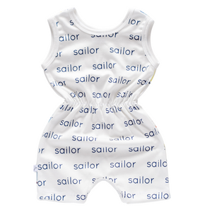 Personalized Cinch Waist Tank Romper - sailboats