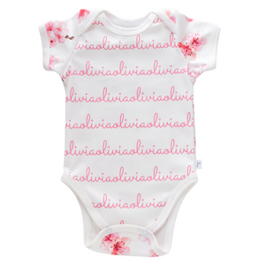 Personalized Snapped Bodysuit - cherry blossoms