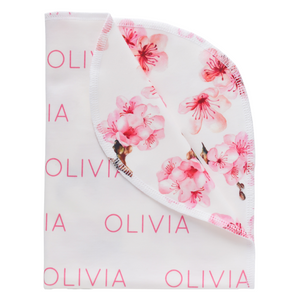 Personalized Double-Sided Organic Blanket - cherry blossoms