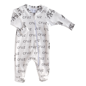 Personalized Zip Footie - elephant