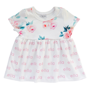 Personalized Sleeved Dresses - teal bouquet