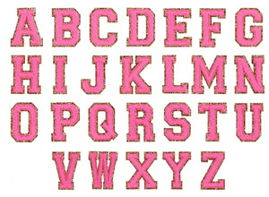 Chenille Varsity Letter Patches - hot pink