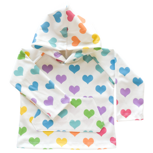 Pocket Hoodie - rainbow hearts