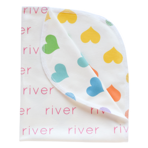 Personalized Double-Sided Organic Blanket - rainbow hearts