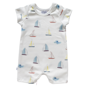 Shorts Romper -  sailboats