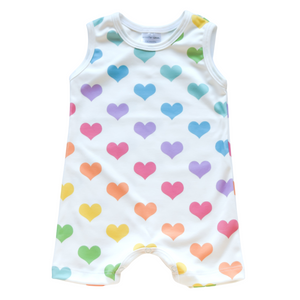 Tank Romper - rainbow hearts