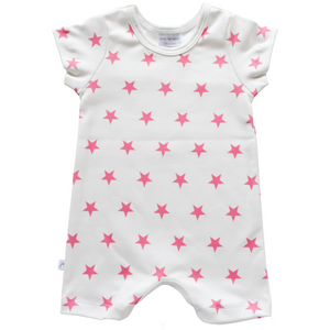 Shorts Romper - pink stars