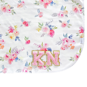 Varsity Letter Organic Blanket - blooming garden