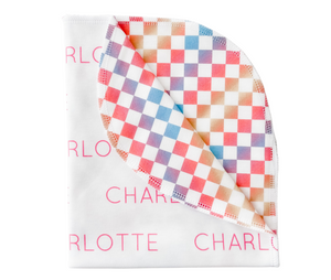 Personalized Double-Sided Organic Blanket - sorbet checkered (Limited Edition)