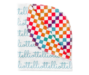 Personalized Double-Sided Organic Blanket - caribbean checkered (Limited Edition)