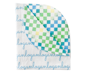 Personalized Double-Sided Organic Blanket - seaside checkered (Limited Edition)