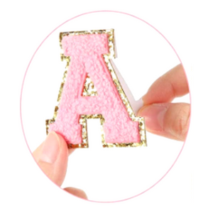 MINI Chenille Letter Patches - stick-on (black, white, pink)