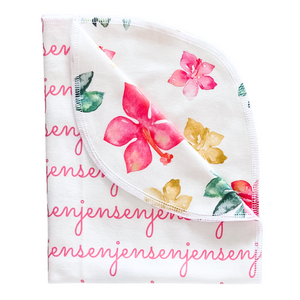Personalized Double-Sided Organic Blanket - hibiscus