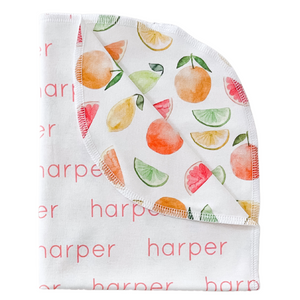 Personalized Double-Sided Organic Blanket - citrus