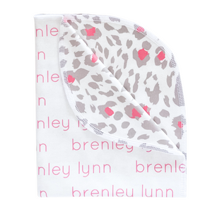 Personalized Double-Sided Organic Blanket - tan leopard 