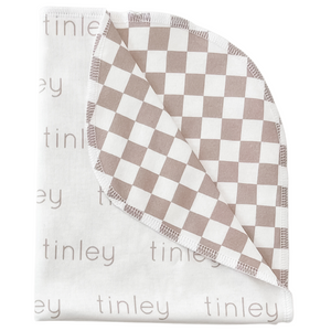 Personalized Double-Sided Organic Blanket - sand checkered