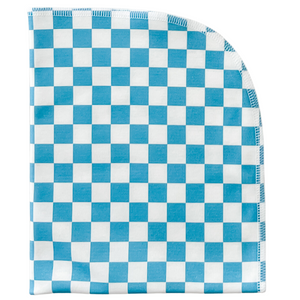 Organic Blanket - seafoam checkered
