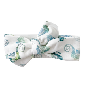 Organic Knotted Headwrap - seahorses