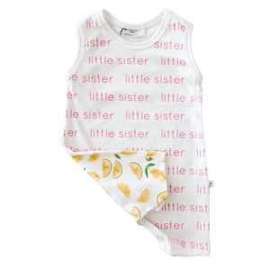 Organic Little Sister Tank Romper - lemon drop