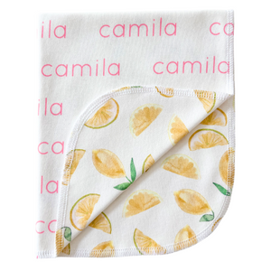 Personalized Double-Sided Organic Blanket - lemon drop