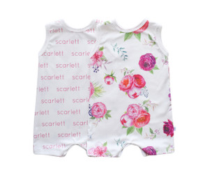 Personalized Tank Romper - peony