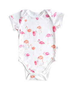 Snapped Bodysuit - flamingos