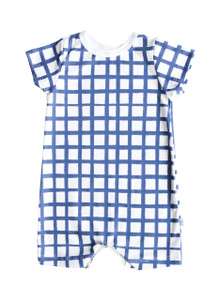 Navy Grid Romper