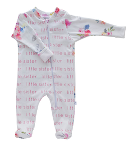 Little Sister Zip Footie - blooming garden