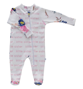 Little Sister Zip Footie - midnight blush