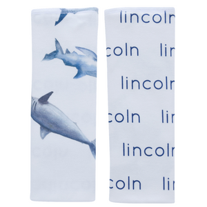 Personalized Double-sided Organic Burp Cloths / Sharks / set of 2