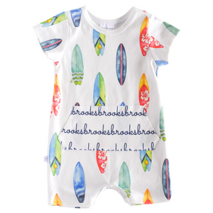Personalized Shorts Pocket Romper - surf boards