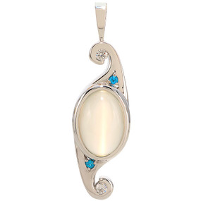 Pendant only; Cat’s Eye Moonstone 8.97 cts; Apatites 0.08 cts; Diamonds 0.20 cts - details below
