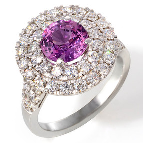 Pink Sapphire and Diamond Cocktail Ring in 18 KT White Gold